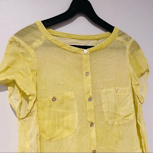 We The Free Marble Effect Button Down Blouse Top Size Medium - Picture 4 of 9